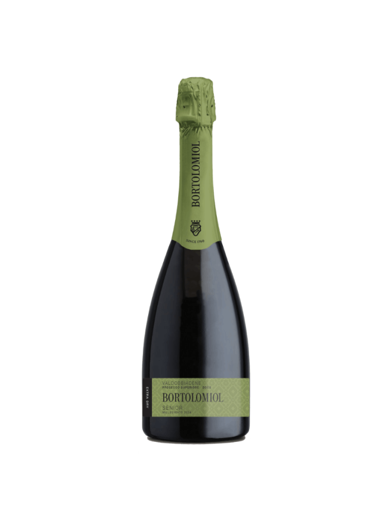 Bottiglia di Bortolomiol Valdobbiadene Prosecco Superiore Senior Millesimato 2024