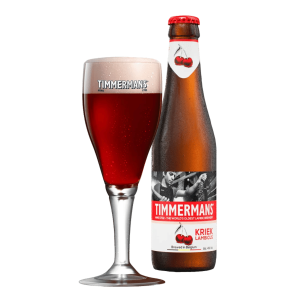 Kriek Lambicus Timmermans. Bottiglia e bicchiere