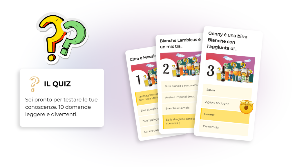 infografica che illustra lo svolgimento del quiz finale del percorso di degustazione guidata