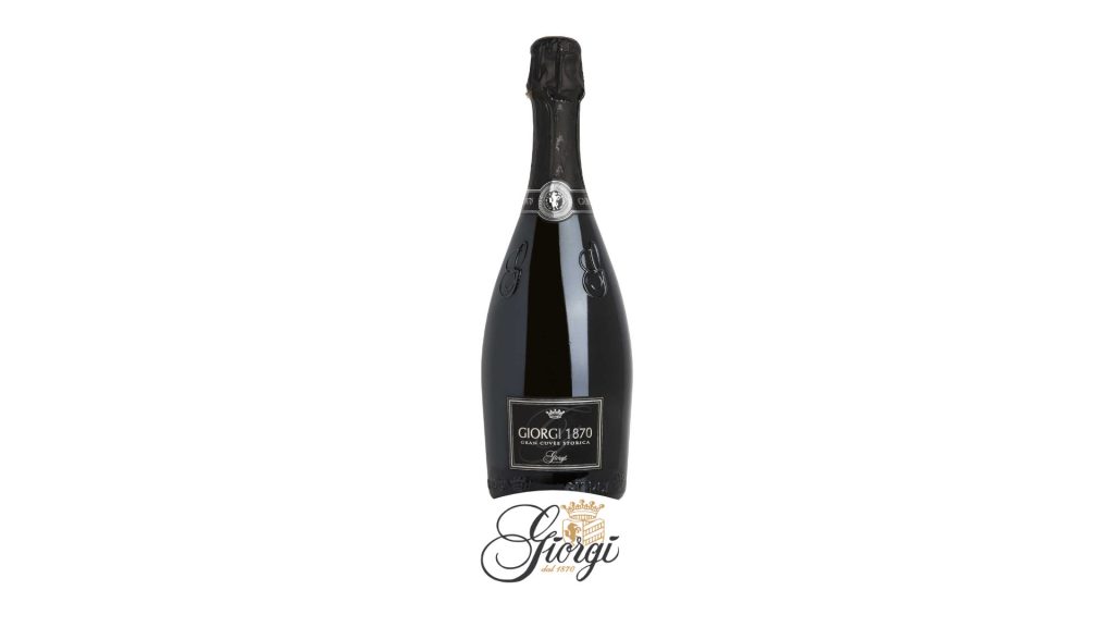 Bottiglia di spumante 1870 100% Pinot Nero prodotto dalla cantina Giorgi